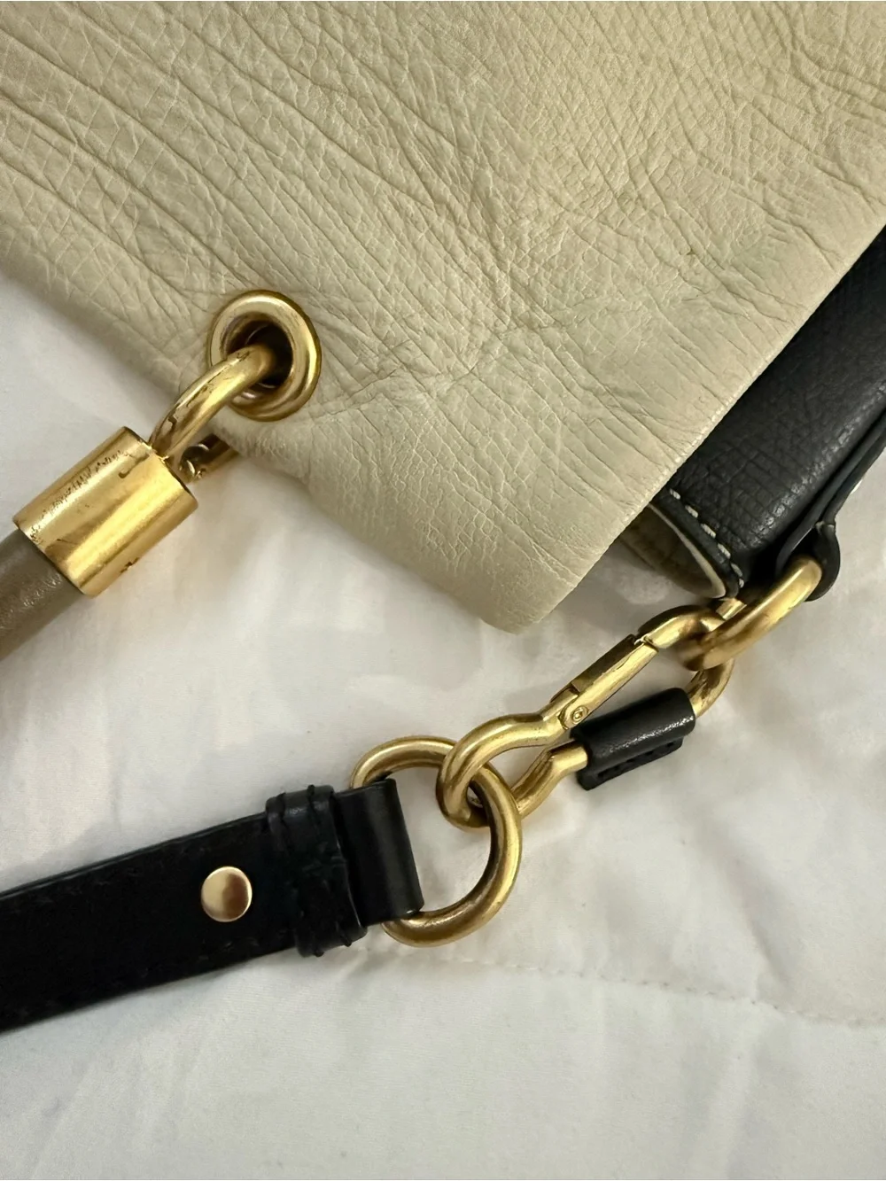Marc Jacobs Two-Tone Leather Satchel - Cream & Black
